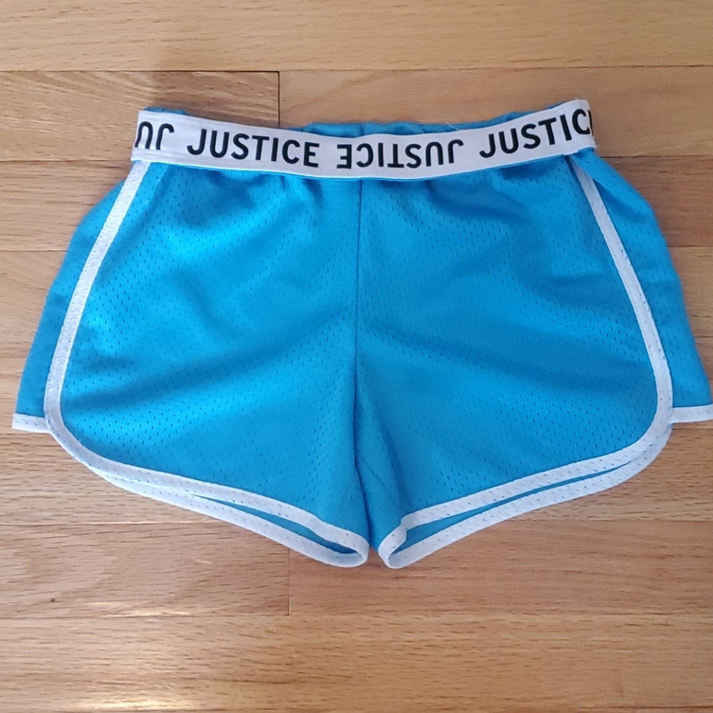 Justice Girl's Blue and White Athletic Shorts